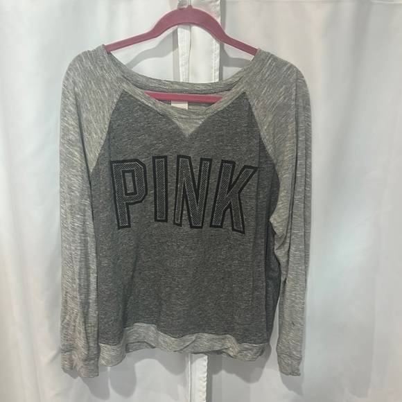 PINK Victoria's Secret Tops - Gray PINK Long Sleeve Sweatshirt
